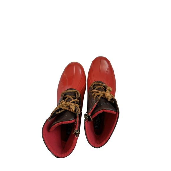 Sperry Saltwater Duck Boots Women’s 11 | Waterproof Lace-Up Red Rubber Booties - Picture 6 of 7